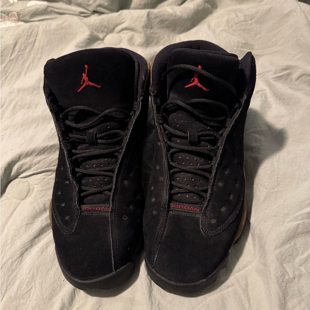 Jordan 13’s Men's Black and Olive High-Top Sneakers